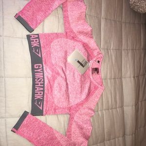 NWT Gym Shark long sleeve pink work out top!